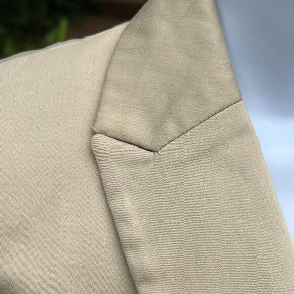 Banana Republic Tan Sateen Blazer Cotton Beige Single Button Short Jacket Sz 2T - Picture 6 of 14